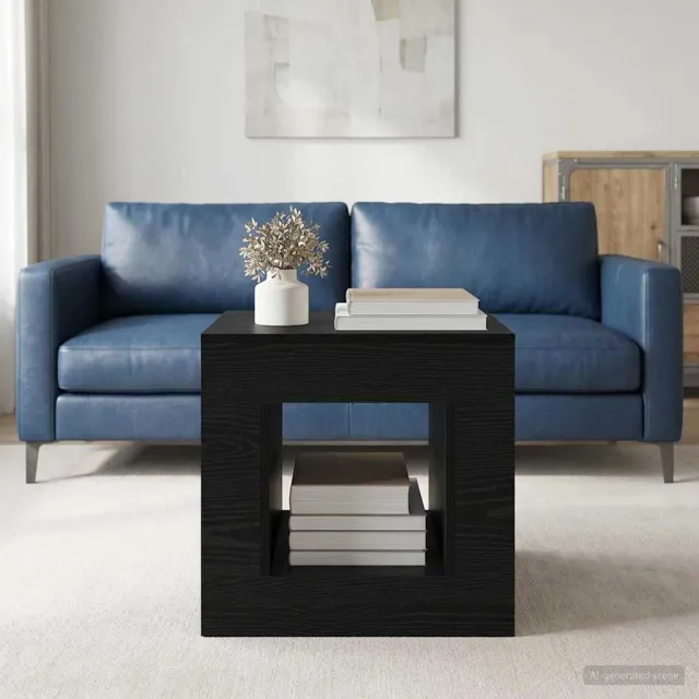 vidaXL Salontafel Zwart eiken 51.5 x 50 x 50 cm Bewerkt hout, foto 2