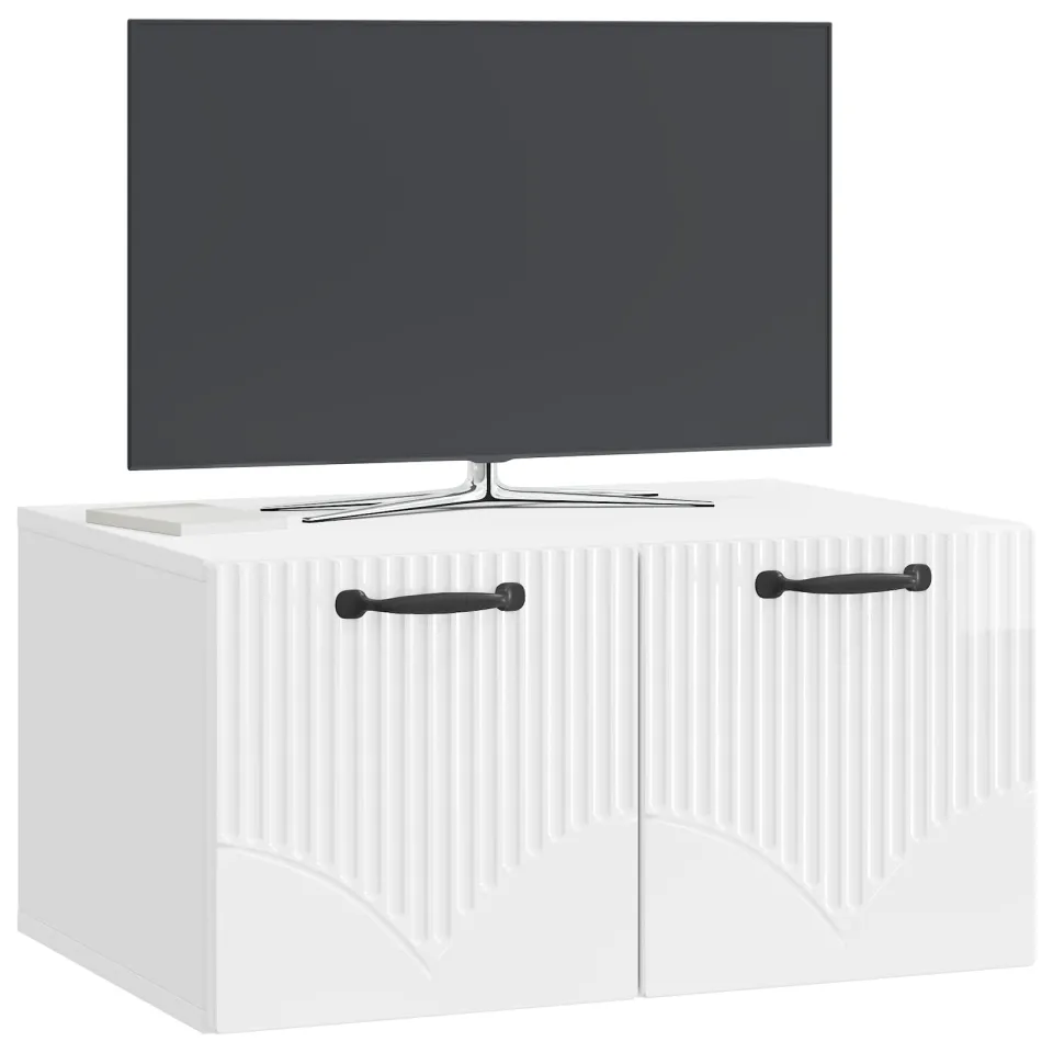 vidaXL Wandbeugel TV-kast Hoogglans Wit 59,5 x 41 x 30 cm Bewerkt hout