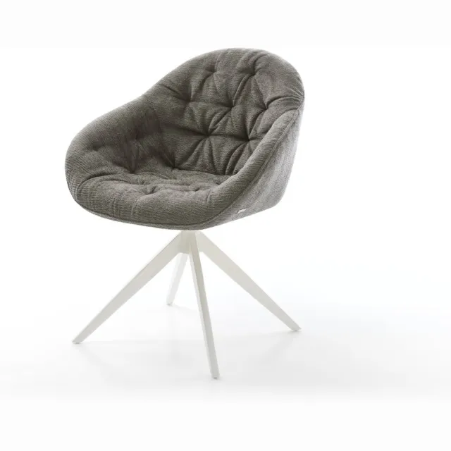 DELIFE Eetkamerstoel Gaio-Flex kruisframe breed wit bouclé zacht mud 360° draaibaar rocker-functie Bruin