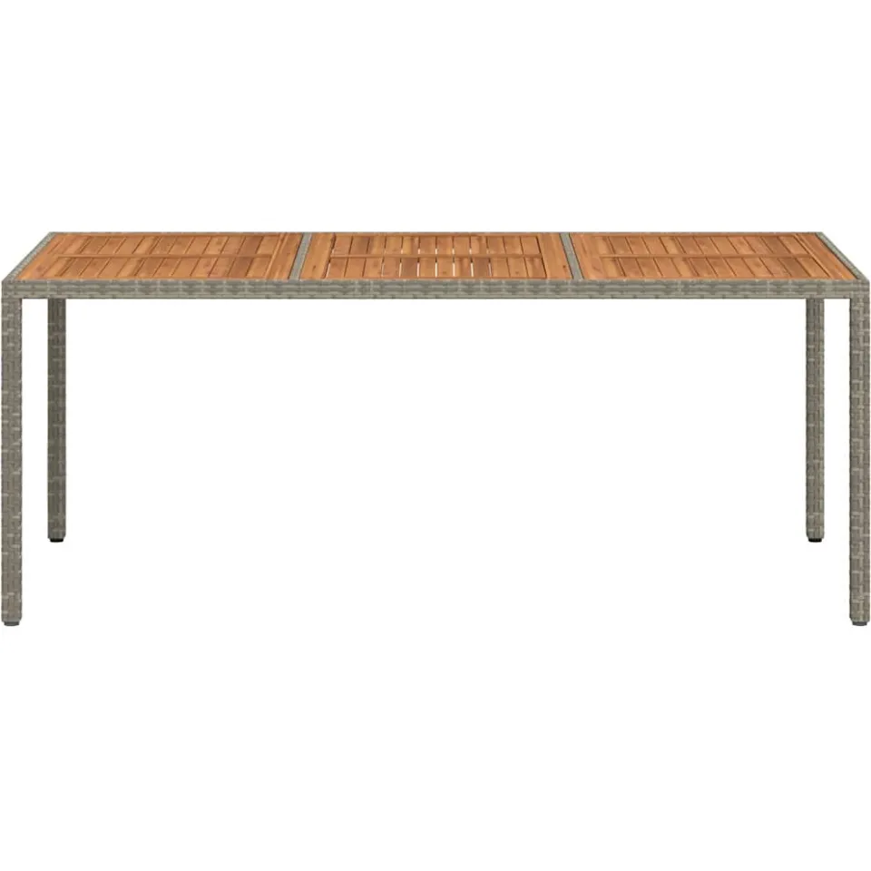vidaXL Tuintafel 190x90x75 cm poly rattan en acaciahout grijs