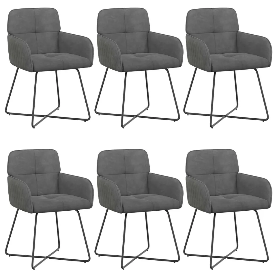 vidaXL Eettafelstoelen 6 st fluweel Donkergrijs 59 x 56,5 x 86 cm, foto 3