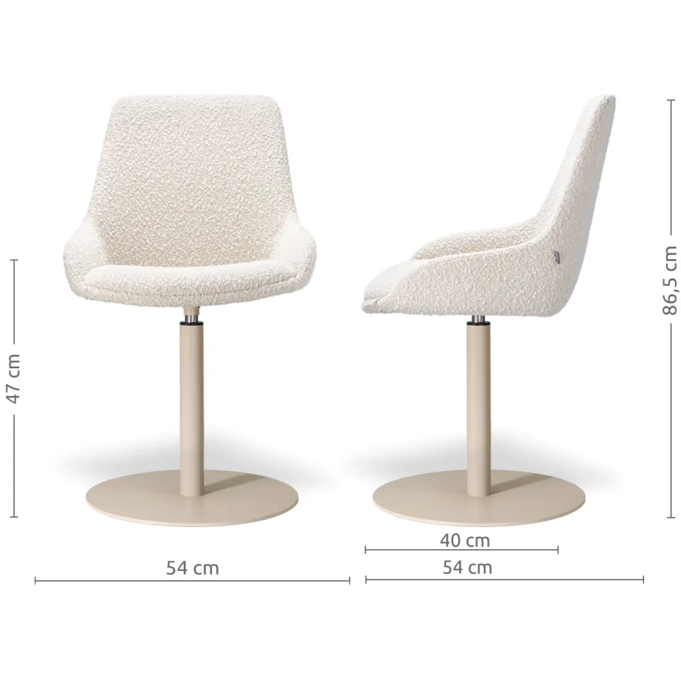 Nolon Niva-Isa draaibare tulp eetkamerstoel bouclé beige - beige onderstel