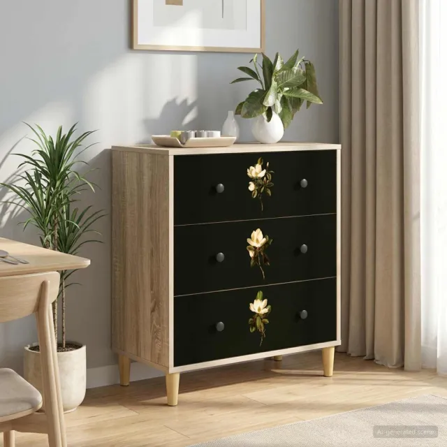 vidaXL Ladekast BREMEN Magnolia print 66 x 36,5 x 75 cm Bewerkt hout Bruin