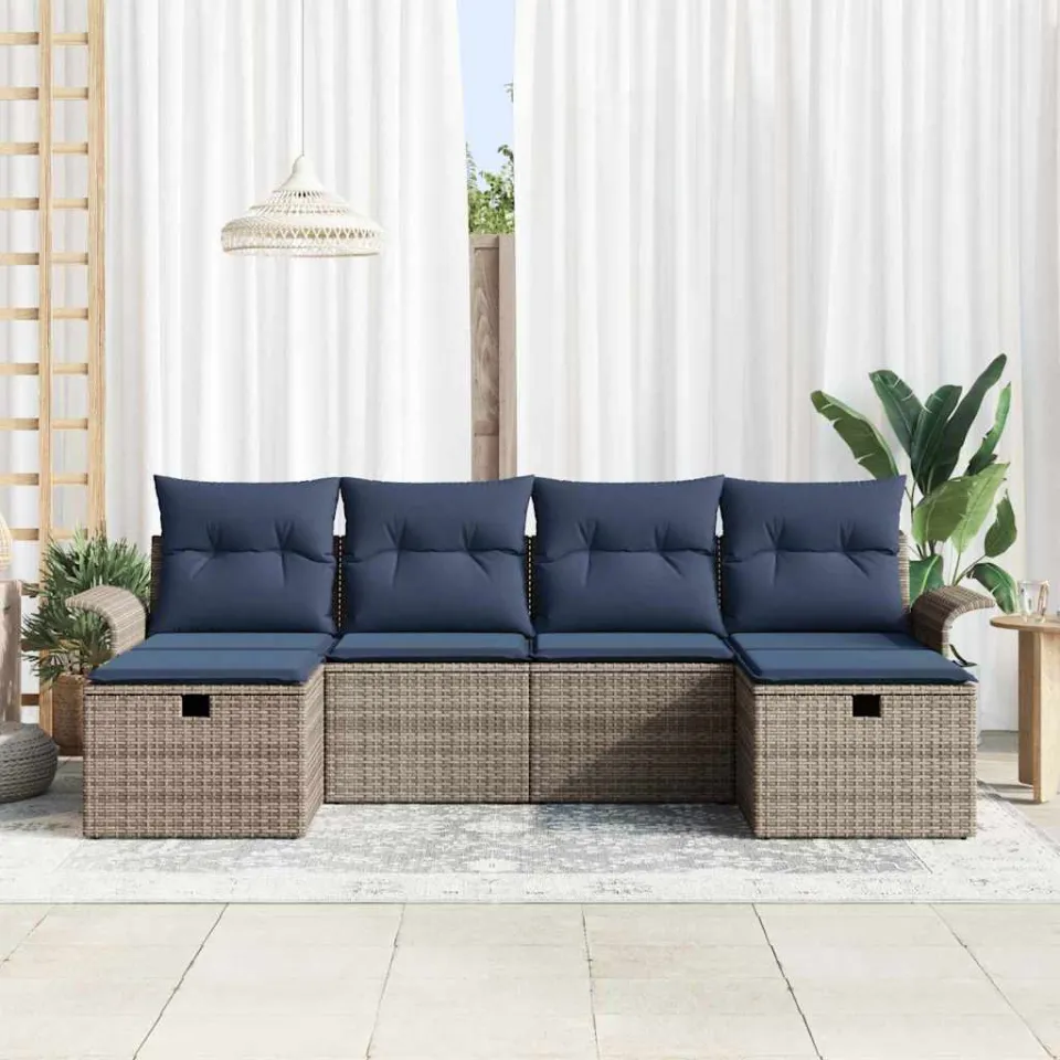 vidaXL Tuin Sofa Set 6 st Poly riet beige, foto 3