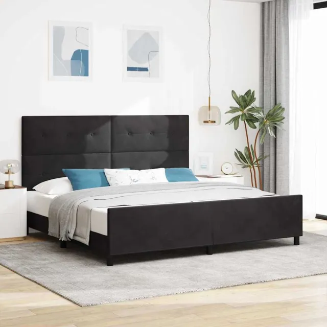 vidaXL Boxspringbed met hoofdeinde Zwart 200 x 200 cm Fluweel