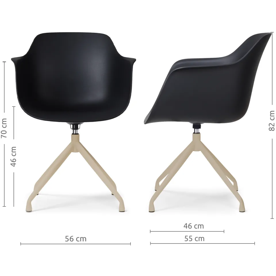 Nolon Nola-Puk draaibare eetkamerstoel zwart - beige onderstel, foto 2