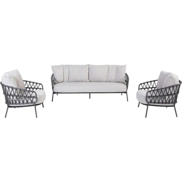 4 Seasons Outdoor 4 Seasons Calpi stoel-bank loungeset - 3-delig Antraciet