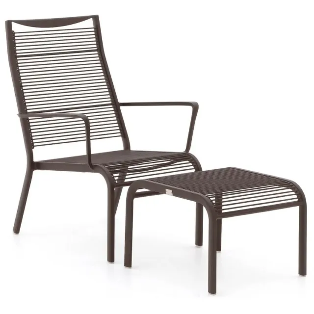 Apple Bee Hawaii lounge tuinstoel stapelbaar met voetenbank taupe, foto 2