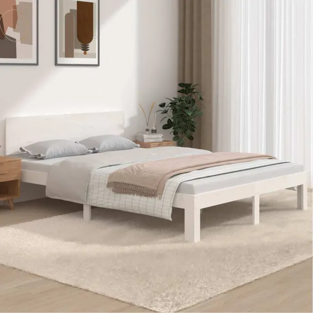 vidaXL Bedframe massief hout wit 150x200 cm