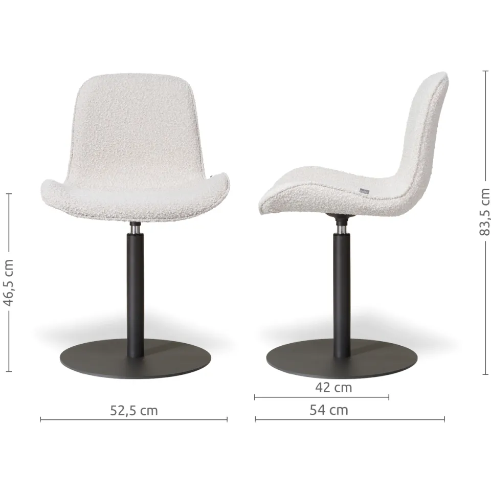 Nolon Niva-Fé draaibare tulp eetkamerstoel bouclé beige - mat zwart onderstel, foto 2