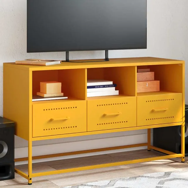 vidaXL Tv-meubel 100,5x39x60,5 cm staal mosterdgeel, foto 2