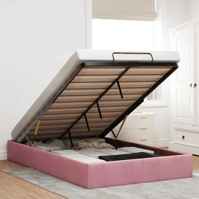 vidaXL Ottoman bedframe zonder matras 120x200 cm fluweel roze