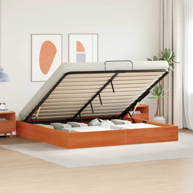 vidaXL Ottoman Bedframe met Opslag Wasbruin 200 x 200 cm