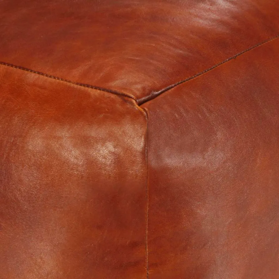vidaXL Poef 40x40x40 cm echt geitenleer tan bruin, foto 4