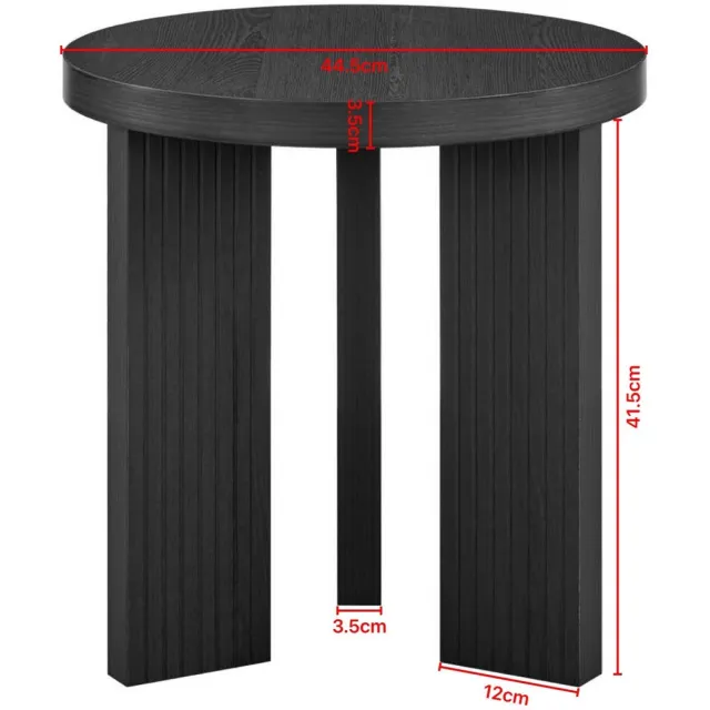 STILVORA Ronde Bijzettafel - Moderne Houtlook Met Driepoot En Verticale Ribbelstructuur - Voor Woonkamer, Slaapkamer En Balkon - MDF - Zwart - 44,5 Cm