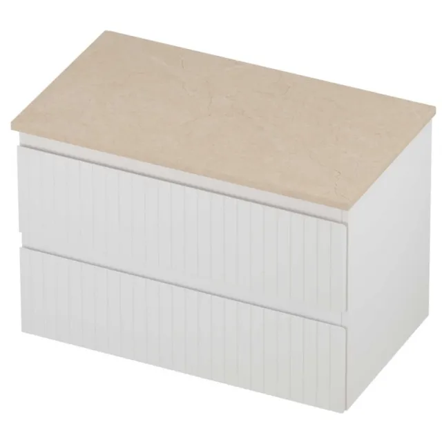 Proline Deck Badmeubelset Hardsteen Symmetrisch Gefreesd 80x46x55 cm Sand Stone Mat Wit
