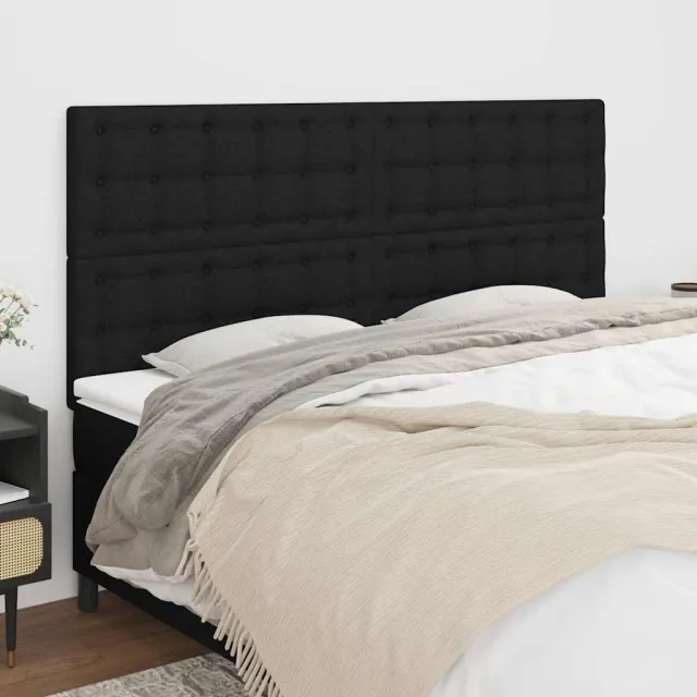 vidaXL Hoofdbord zwart 160x5x118/128 cm stof