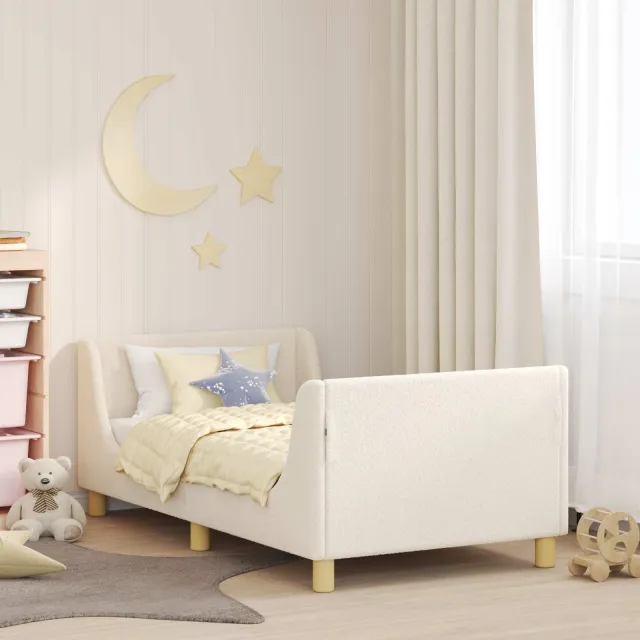 vidaXL Bedframe voor kinderen met hoofdbord Crèmekleurig 80 x 160 cm