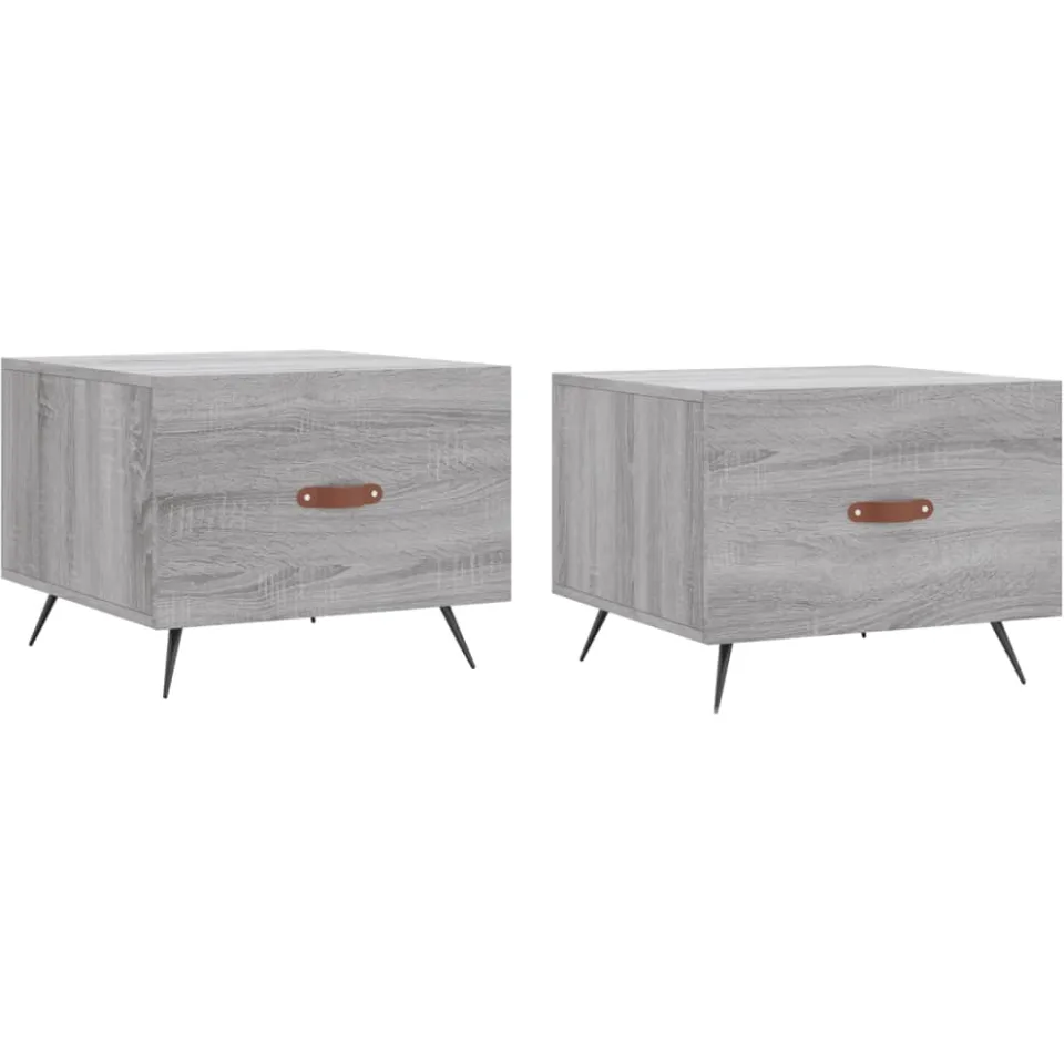 vidaXL Salontafels 2 st 50x50x40 cm bewerkt hout grijs sonoma eiken, foto 3