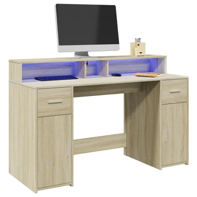 vidaXL Desk Sonoma Eiken 140 x 55 x 91 cm Engineered Wood Bruin