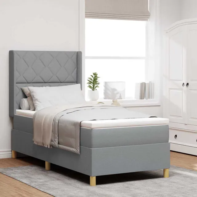 vidaXL Boxspringbed met hoofdeinde Lichtgrijs 100 x 200 cm Stof