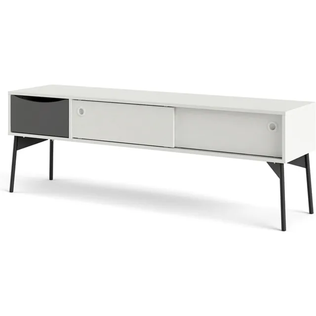 Tvilum Elly TV-meubel 2 schuifdeuren, 1 lade mat wit, grijs.