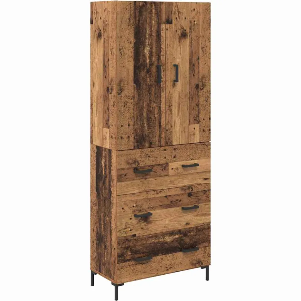 vidaXL Highboard Oud Hout 69,5 x 34 x 180 cm Bewerkt hout bruin, foto 3