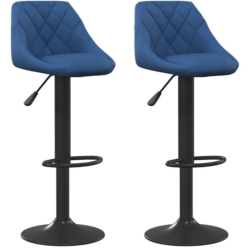 vidaXL Barkrukken 2 st fluweel blauw, foto 3