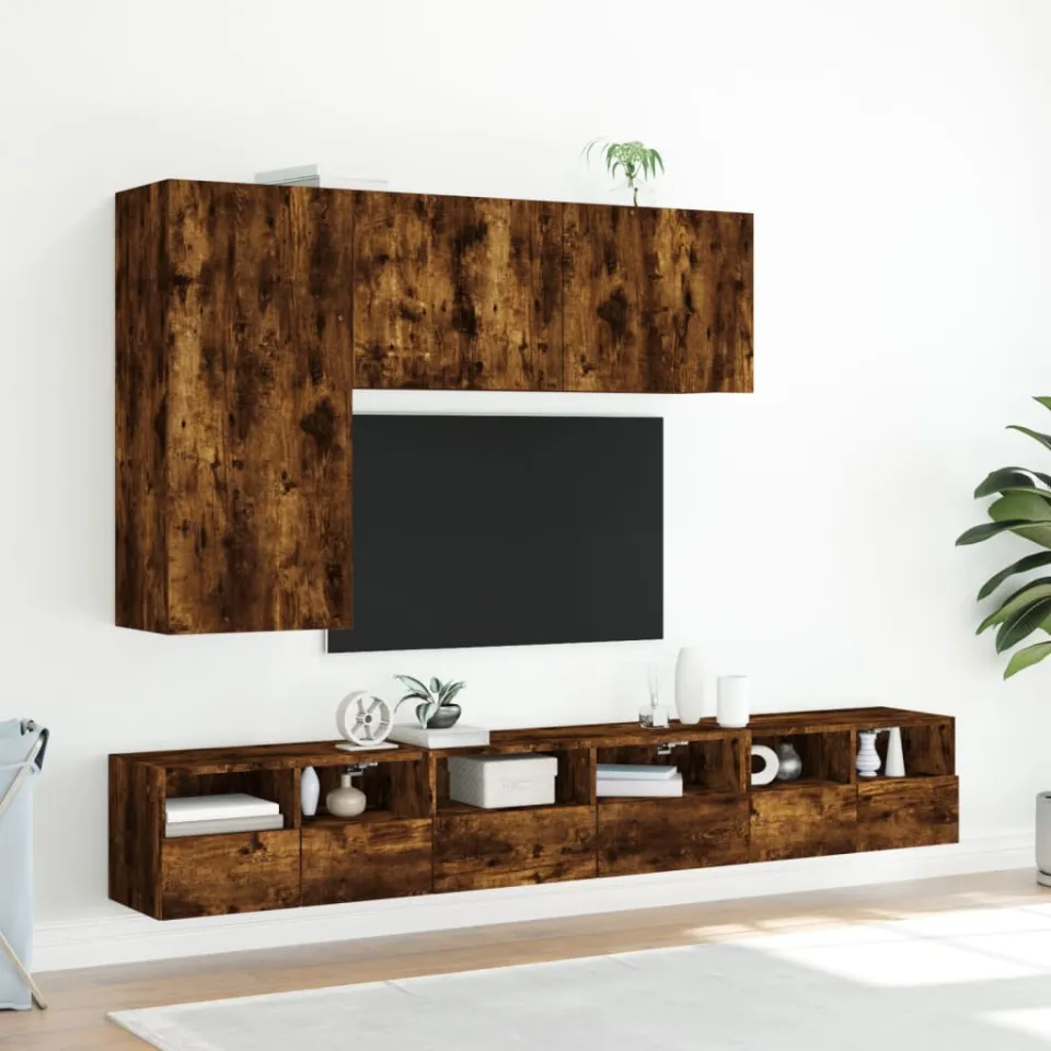 vidaXL Tv-wandmeubel 60x30x30 cm bewerkt hout gerookt eikenkleurig, foto 4