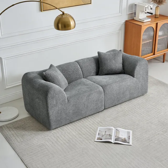 COVREO 2-zitsbank met kussens – 193x87x67 cm – Compacte loveseat met antislippads – Zitmeubel voor woonkamer en kantoor – Grijs
