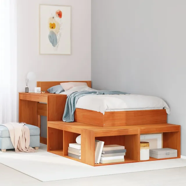vidaXL Nachtkastje met bureau 222x122x75 cm grenenhout wasbruin bruin, foto 2