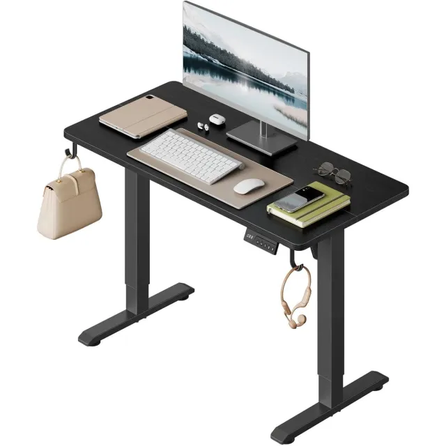 Klarven Elektrisch Verstelbaar Bureau 100x48cm Zwart - Zit-Sta Tafel met 3 Geheugenposities en Veiligheidssysteem