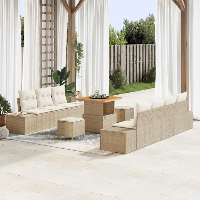 vidaXL Tuinbankenset 10 st Beige poly rattan
