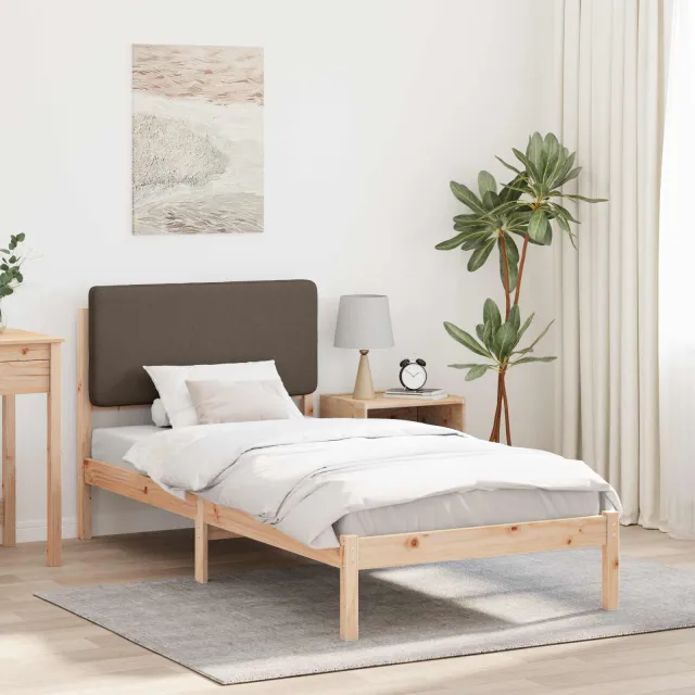vidaXL Bedframe met Gevoerd Hoofdgedeelte Taupe 90 x 200 cm
