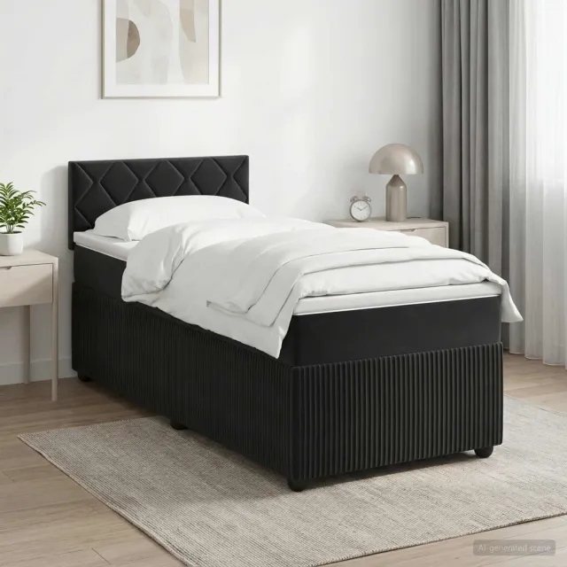 vidaXL Boxspringbed met matras Zwart 100 x 200 cm Fluweel