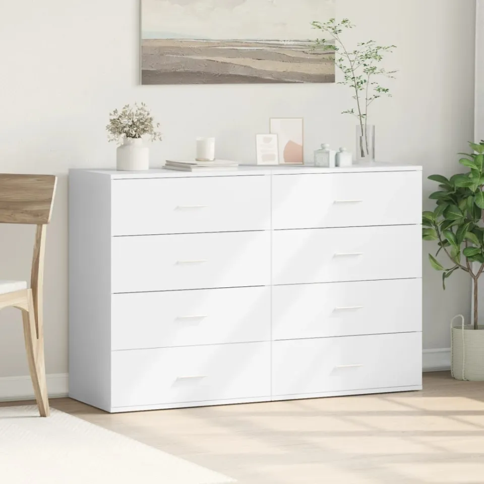 vidaXL Dressoirs 2 st 60x39x80 cm bewerkt hout wit, foto 3