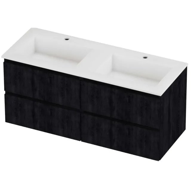 Proline Aristo Badmeubelset Polystone Elegant 4 Laden 120x46x54 cm Mat White Charcoal Oak Eiken