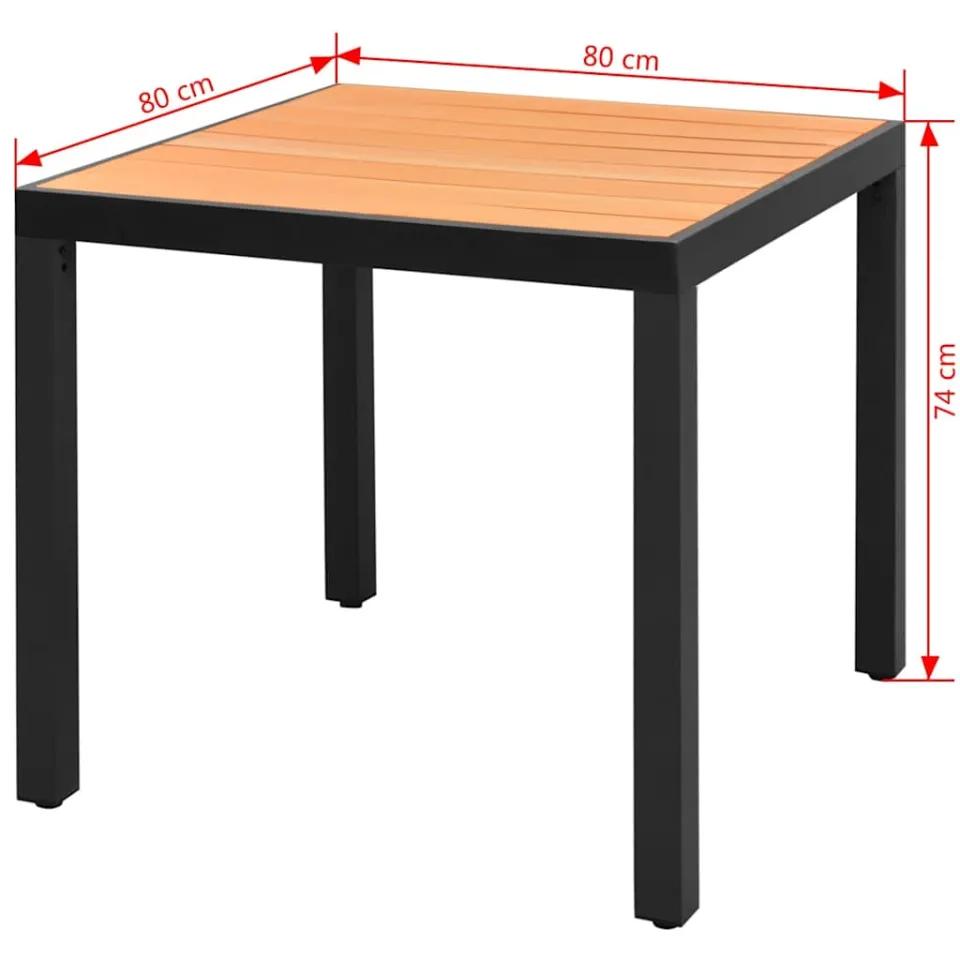 vidaXL Tuintafel 80x80x74 cm aluminium en HKC bruin, foto 3