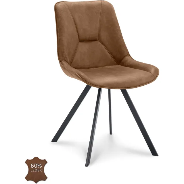 Icon Living Stoel Brooks - Microleder Bull Camel - Poot Zwart Bruin