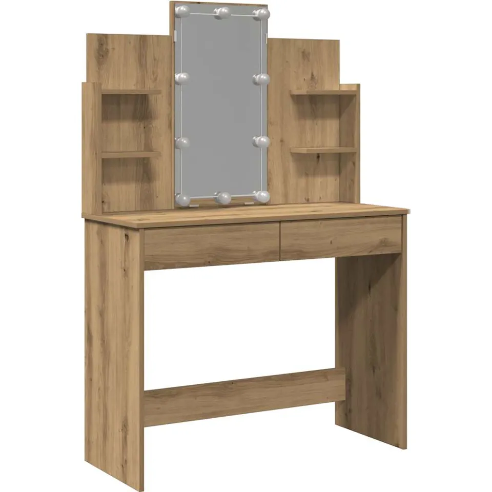 vidaXL Kaptafel met LED-verlichting 96x40x142 cm artisanaal eikenkleur Bruin