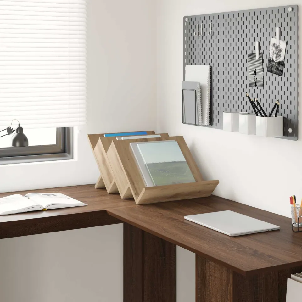 vidaXL Tijdschrift Rek Concerte Grijs 53 x 40 x 28,5 cm Bewerkt hout, foto 4