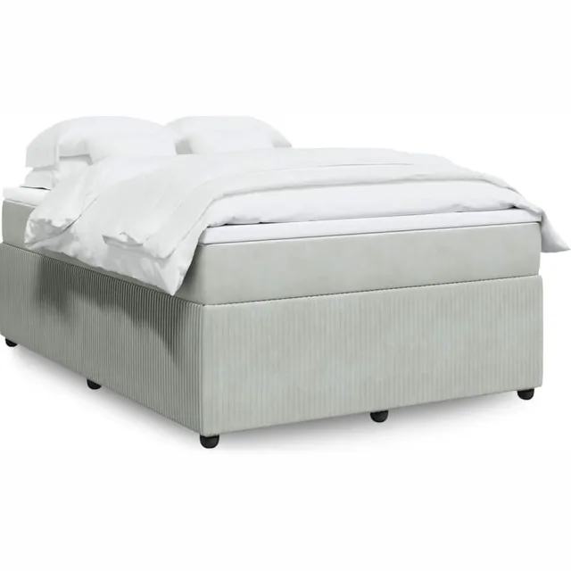 vidaXL Boxspring met matras fluweel lichtgrijs 160x200 cm grijs