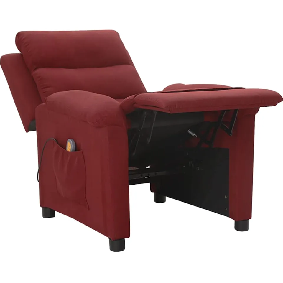 vidaXL Massagestoel stof wijnrood, foto 4