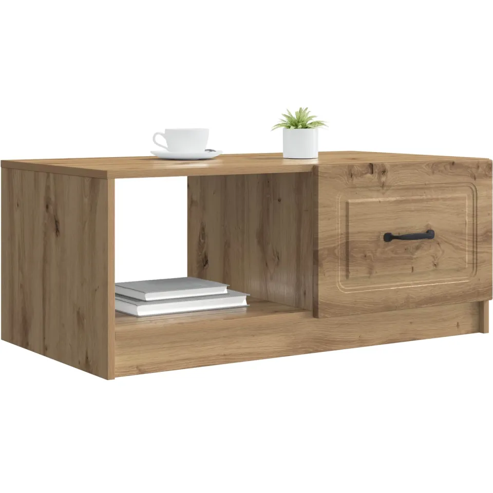 vidaXL Salontafel Artisanaal eiken 90 x 50 x 37 cm Bewerkt hout Bruin