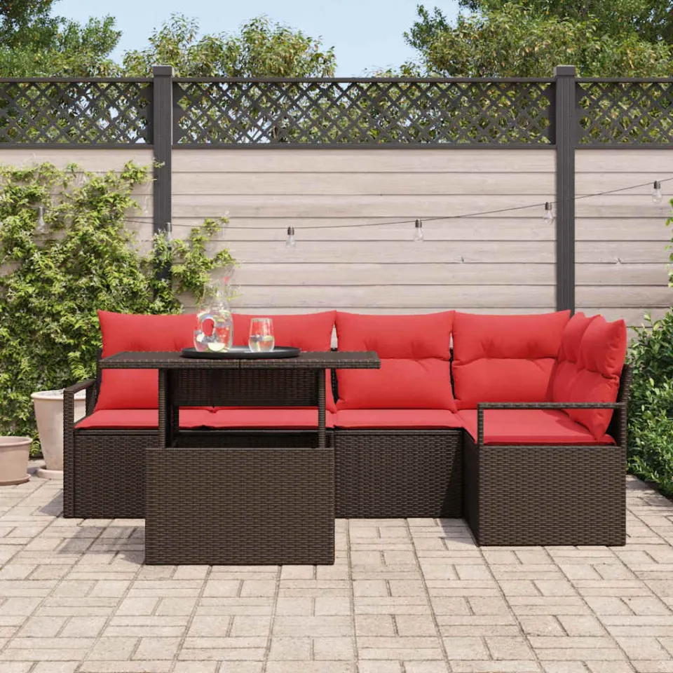 vidaXL Tuin Sofa Set 6 st Bruin Poly riet, foto 3