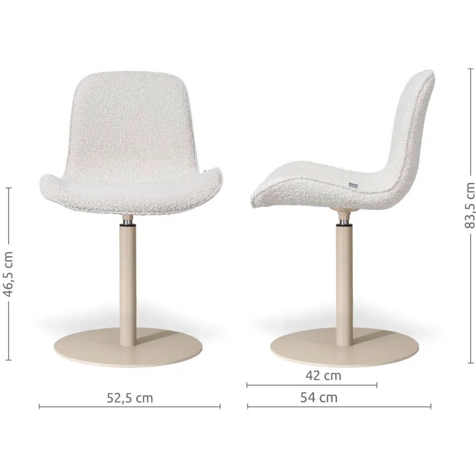 Nolon Niva-Fé draaibare tulp eetkamerstoel bouclé beige - beige onderstel, foto 2