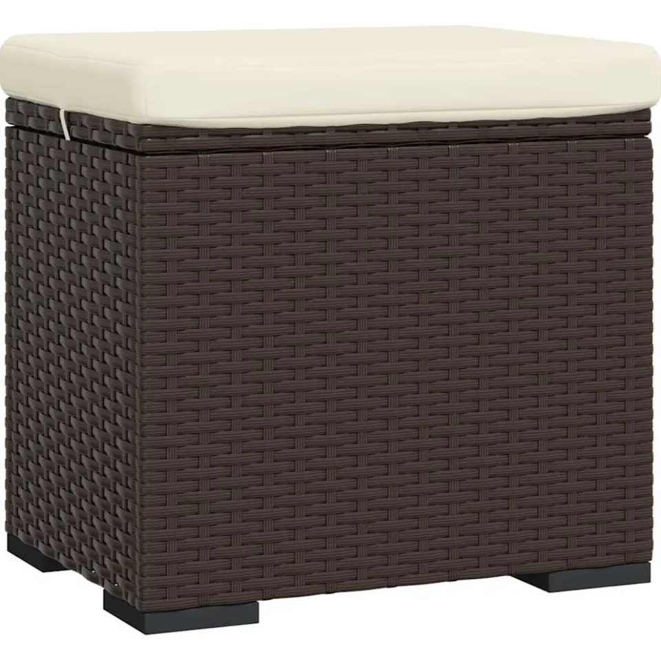 vidaXL Hockers met kussens 2 st 40x30x40 cm poly rattan bruin, foto 4