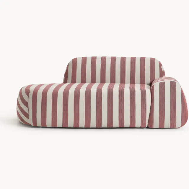 Westwing Collection Gestreepte chaise longue Wolke (2-zits) wijnrood