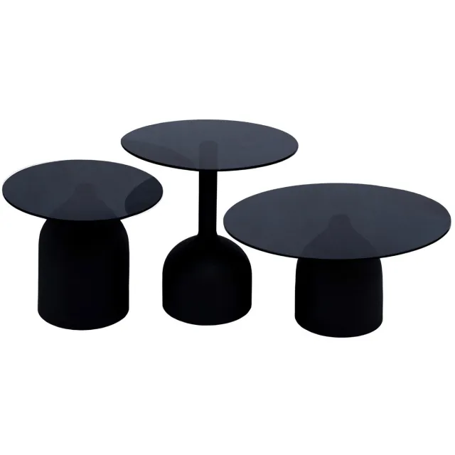 Livingfurn Bijzettafel Isa - Zwart Glas - 70x70x36cm