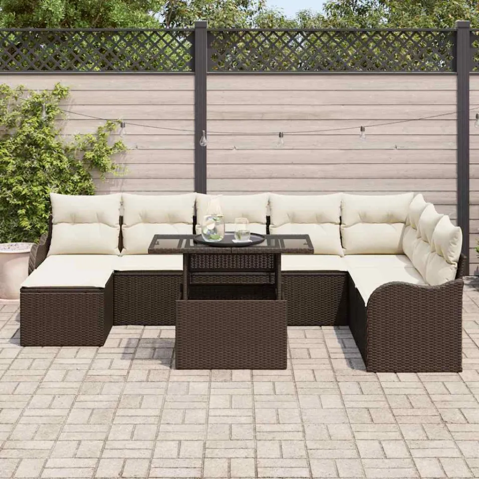 vidaXL Tuin Sofa Set 9 st Bruin [Synthetisch]: Poly Rattan, foto 3